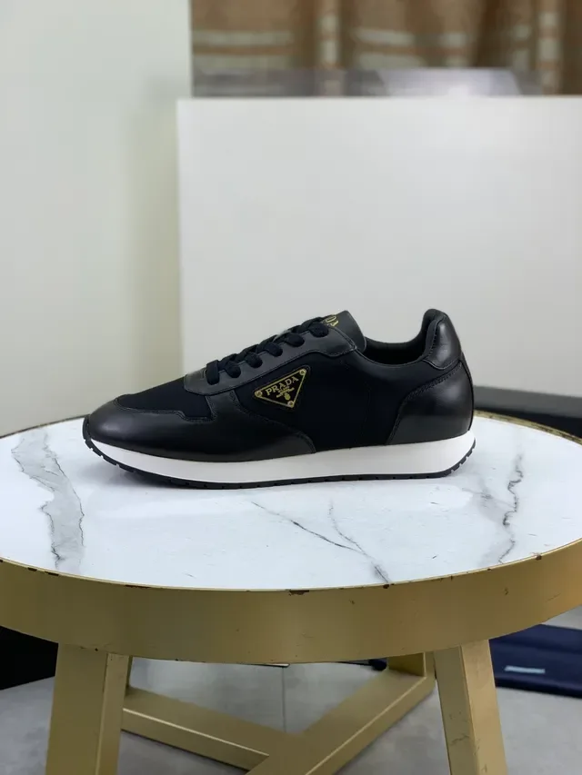 Prada Black White Low-Top Panelled Leather And Nylon Lifestyle Sneakers 6