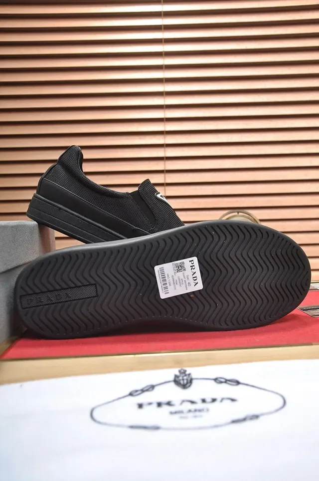 Prada Black White Mesh Upper Slip-On Loafer 4