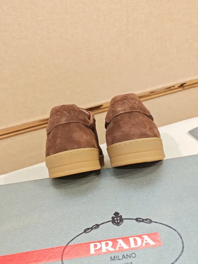 Prada Brown Suede-Leather Panelled Lifestyle Sneaker 3