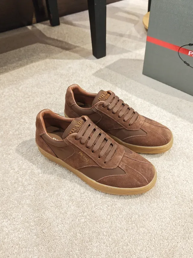 Prada Brown Suede-Leather Panelled Lifestyle Sneaker 4