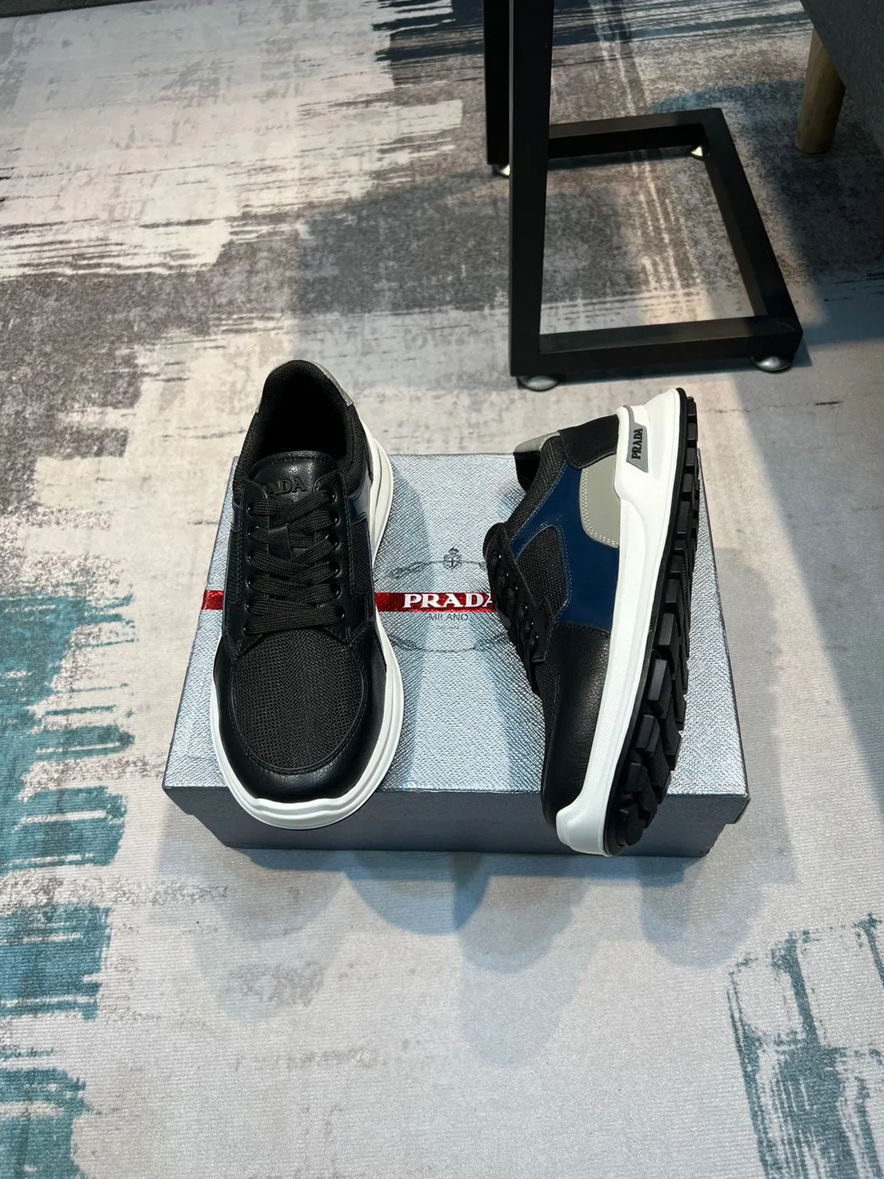 Prada Cloudbust Black Navy Silver Lifestyle Sneakers 2