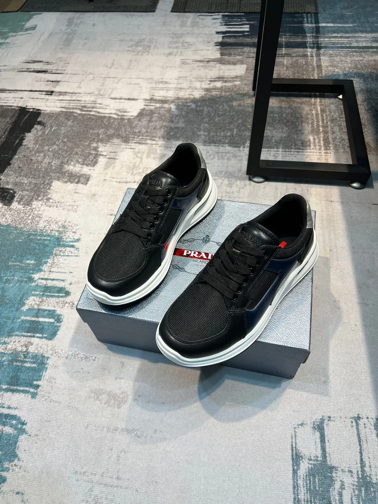 Prada Cloudbust Black Navy Silver Lifestyle Sneakers 5