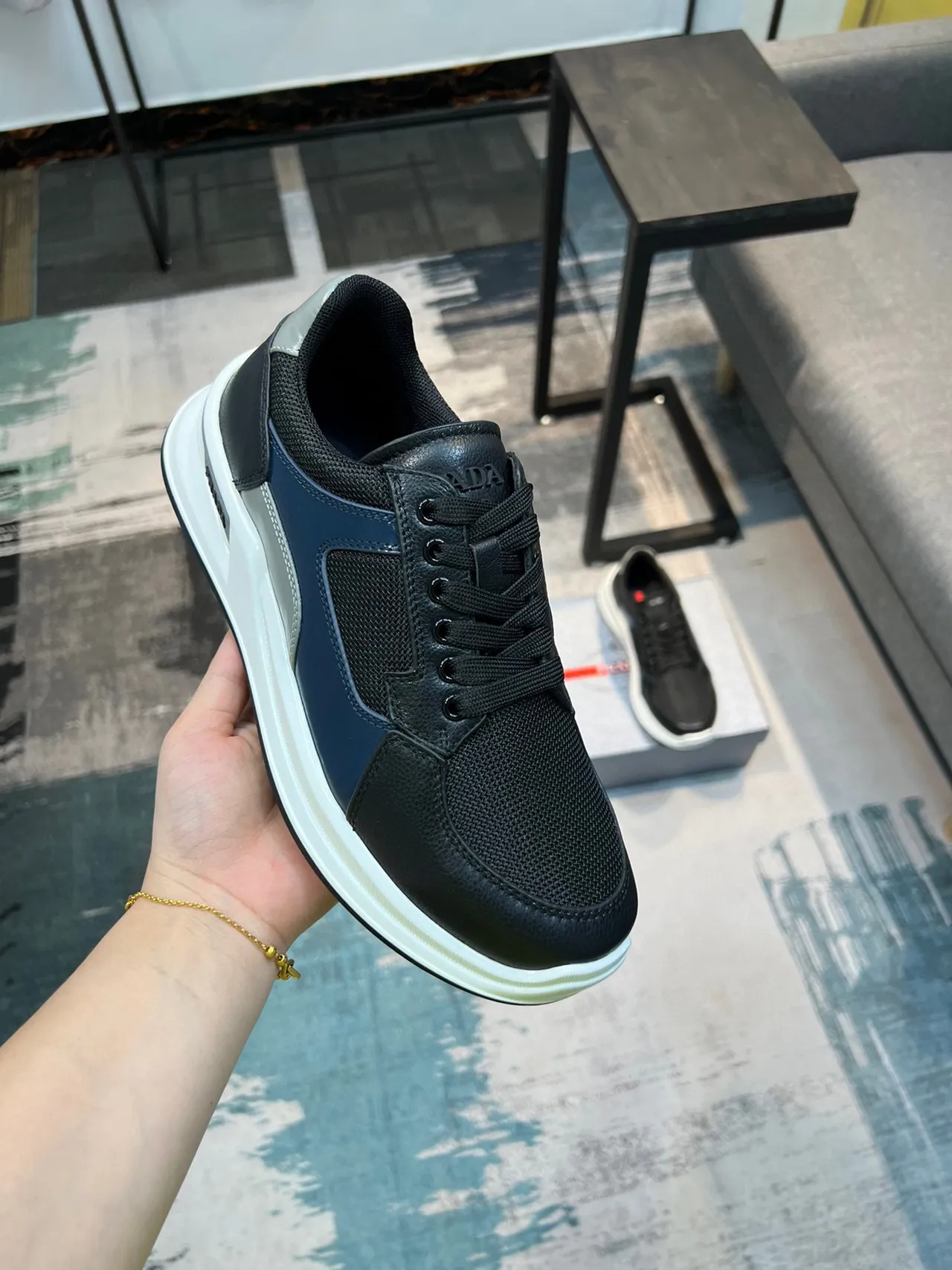 Prada Cloudbust Black Navy Silver Lifestyle Sneakers 6