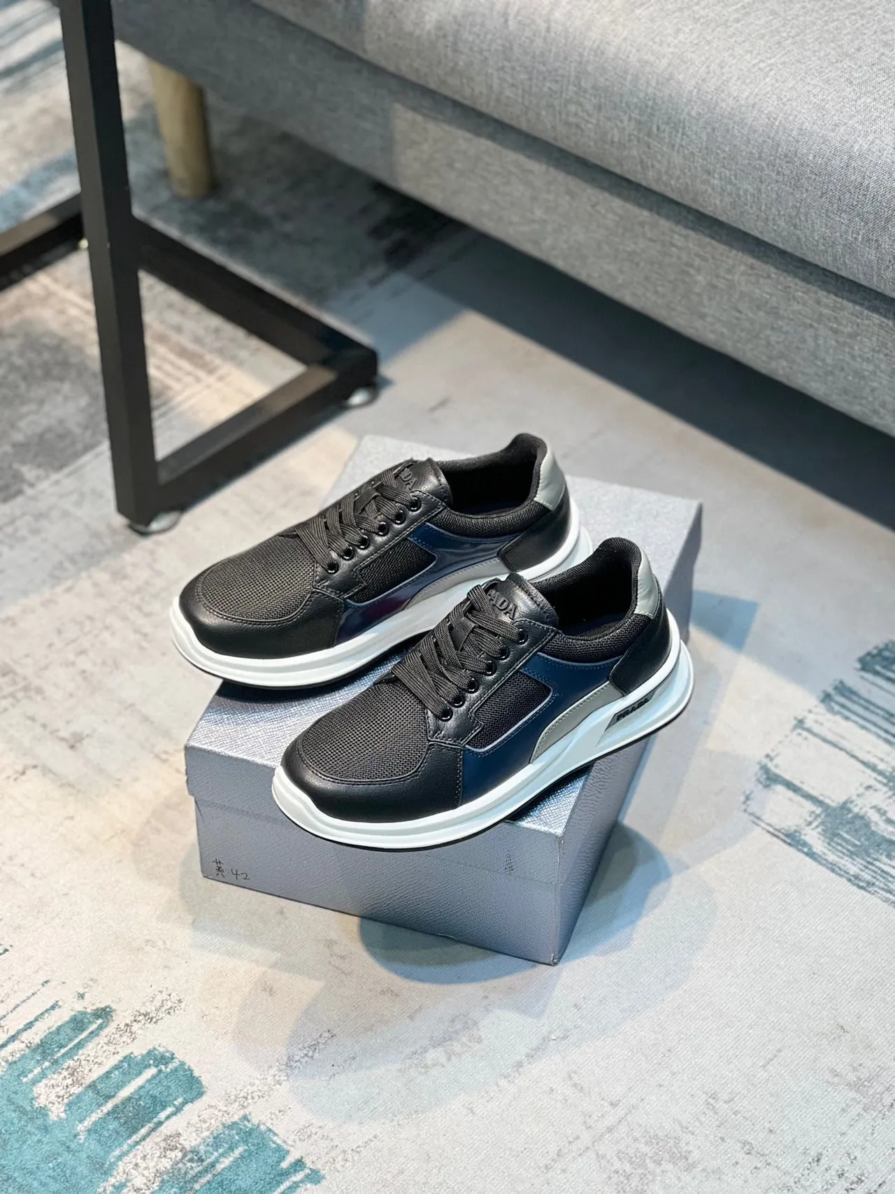 Prada Cloudbust Black Navy Silver Lifestyle Sneakers 7