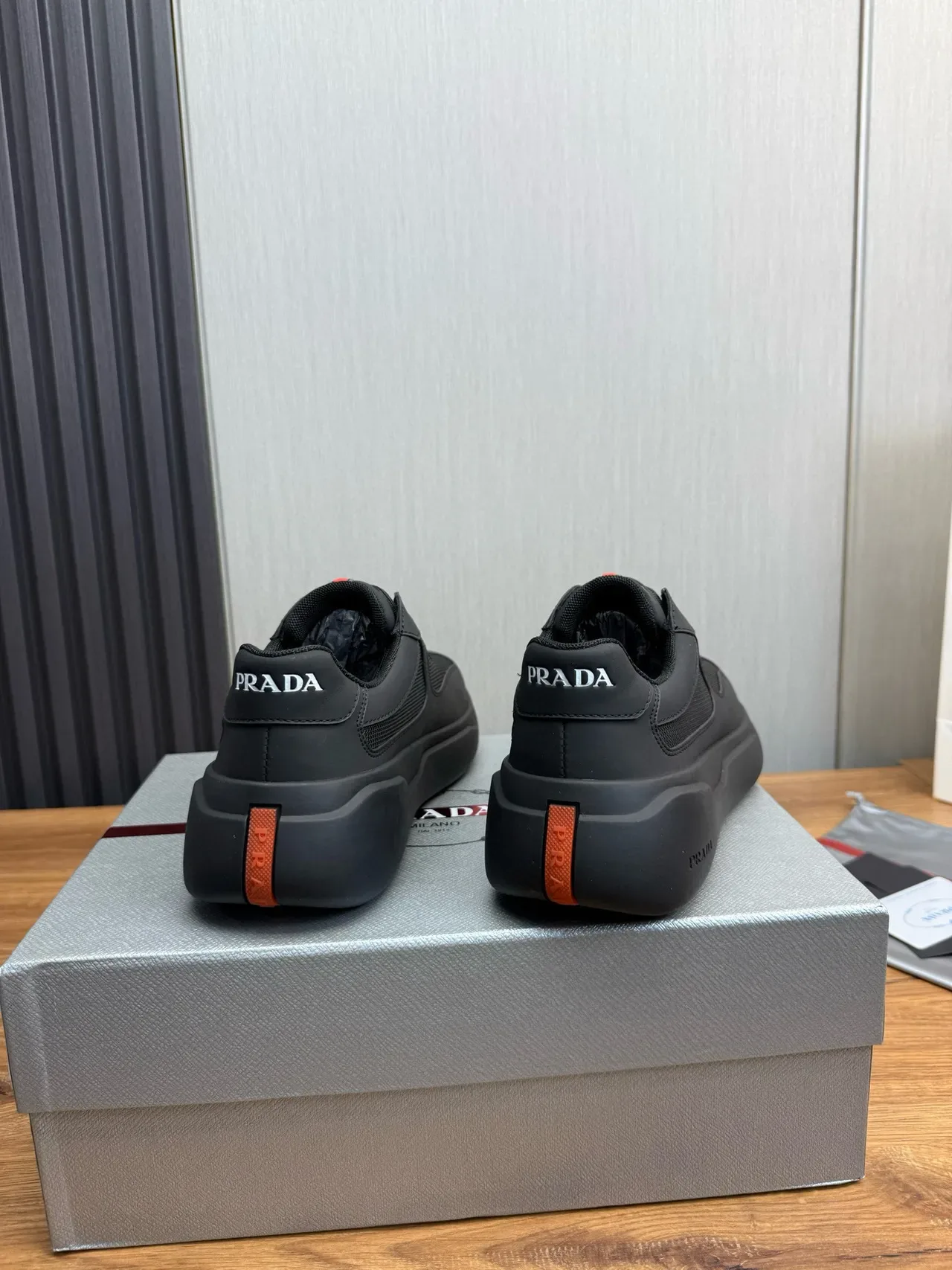 Prada Cloudbust Black Red Monolithic Rubber Sole Mesh And Synthetic Overlay Upper Lifestyle Sneakers 4