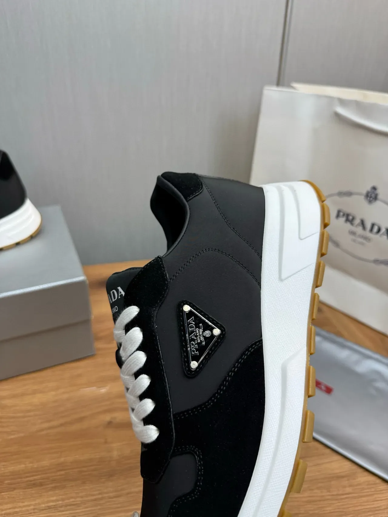 Prada Cloudbust Black Suede and Leather Lifestyle Sneakers 9