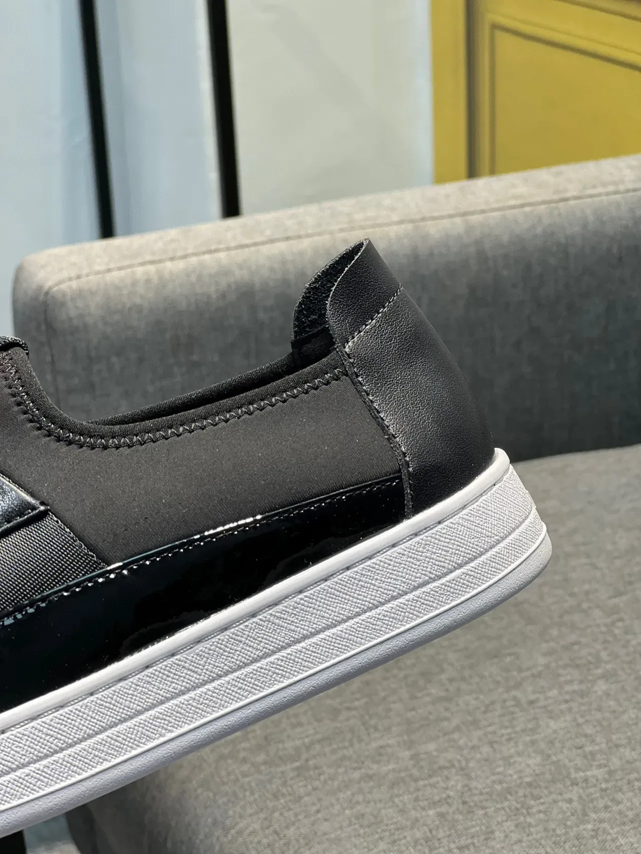 Prada Cloudbust Black White Slip-On Elastic Strap Loafer 8