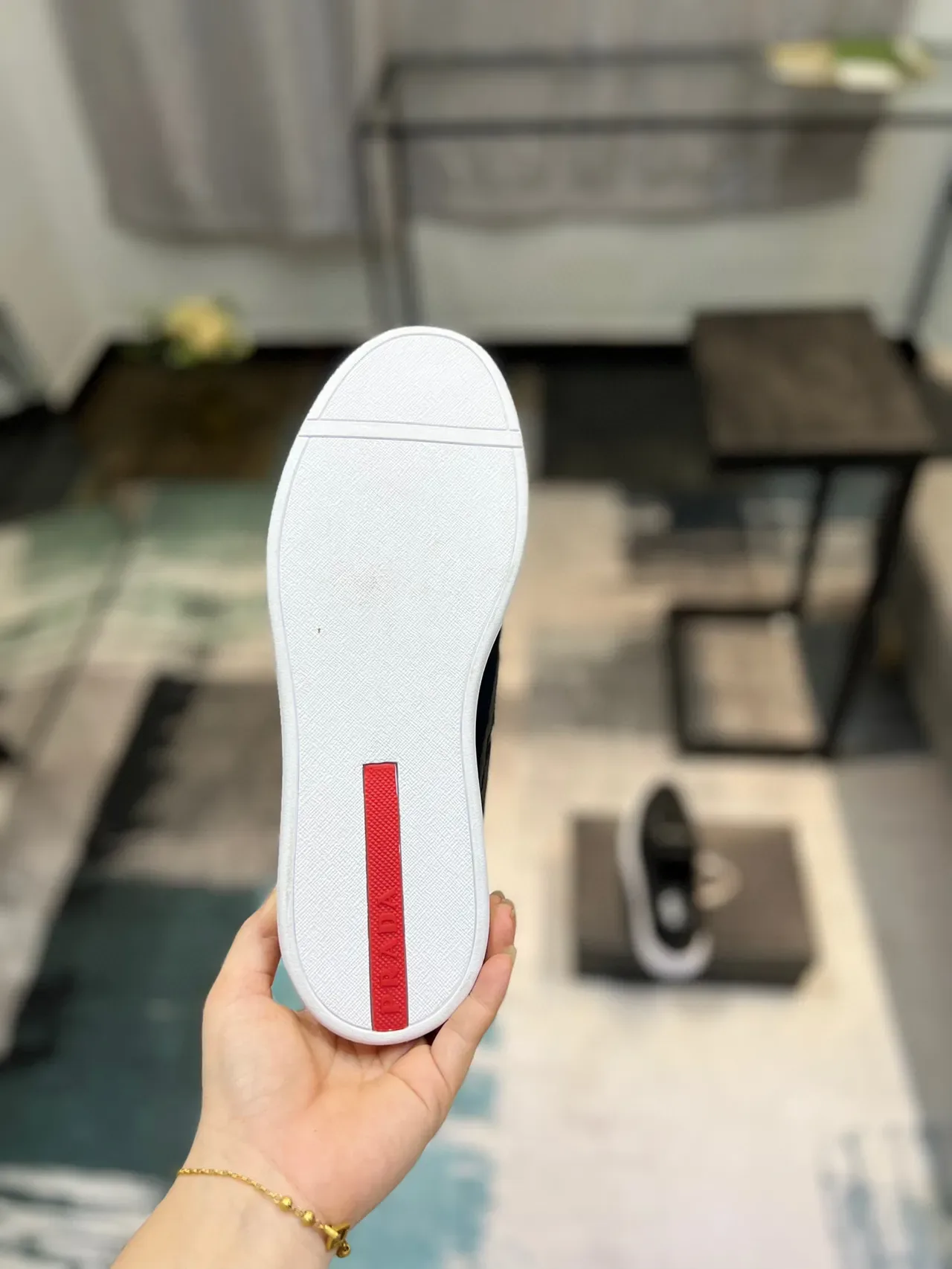 Prada Cloudbust Black White Slip-On Elastic Strap Loafer 9