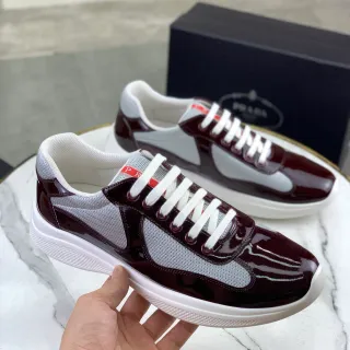 Prada Cloudbust Burdeos y Gris Malla Patentada Zapatillas Lifestyle
