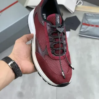 Prada Cloudbust Burgundy Mesh and Suede Lifestyle Sneakers