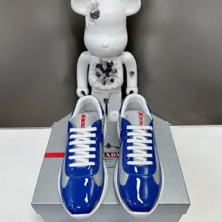 Prada Cloudbust Tênis Lifestyle de Malha Azul Brilhante e Prateado