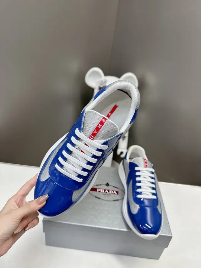 Prada Cloudbust Glossy Blue and Silver Mesh Lifestyle Sneakers 5