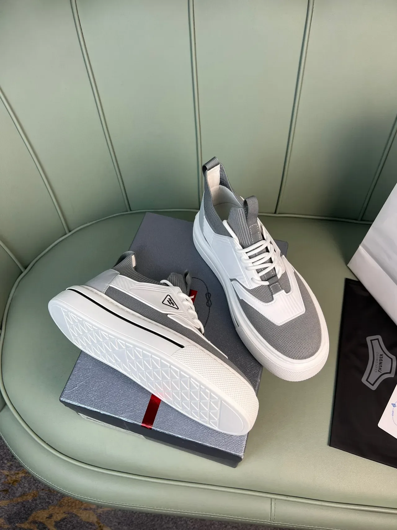 Prada Cloudbust Gray and White Lifestyle Sneakers 6