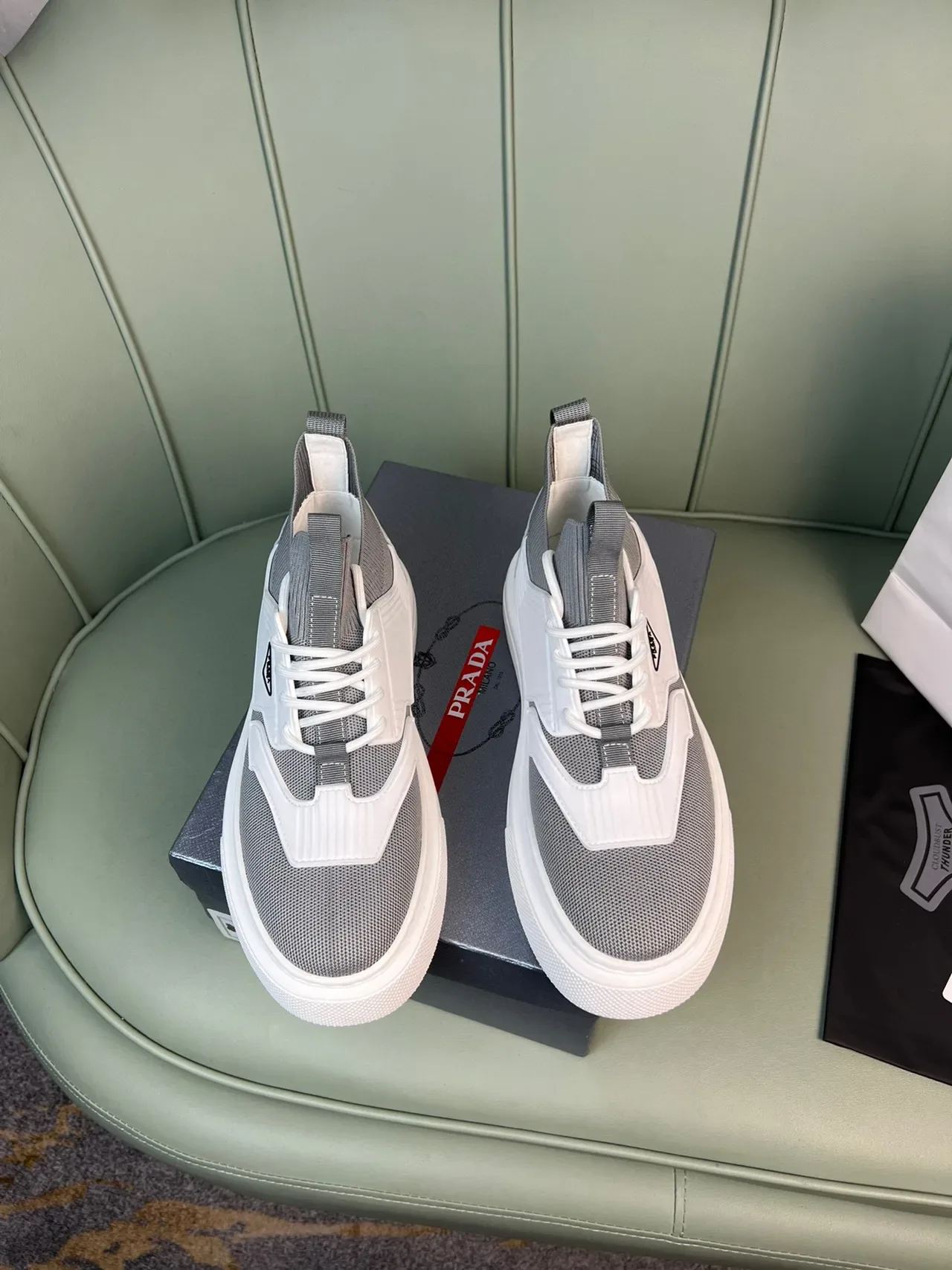 Prada Cloudbust Gray and White Lifestyle Sneakers 8