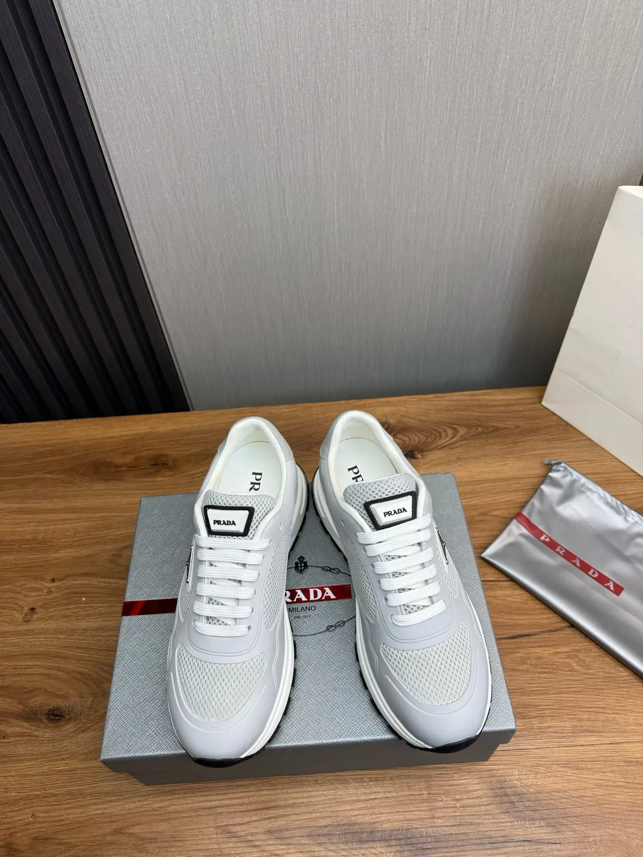 Prada Cloudbust Light Gray Mesh and Synthetic Lifestyle Sneakers 2