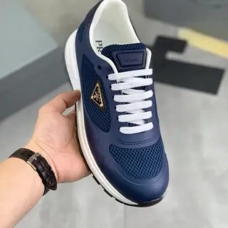 Prada Cloudbust Navy Mesh White Lace Lifestyle Sneakers