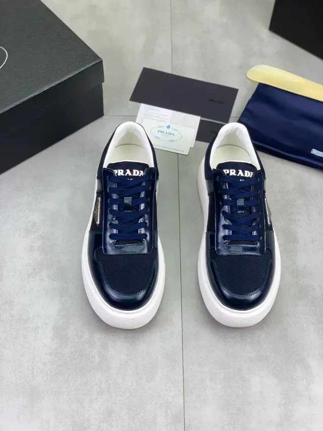 Prada Cloudbust নেভি সাদা নীল মিক্সড ম্যাটেরিয়াল উপর প্ল্যাটফর্ম সোল লাইফস্টাইল স্নিকার 6