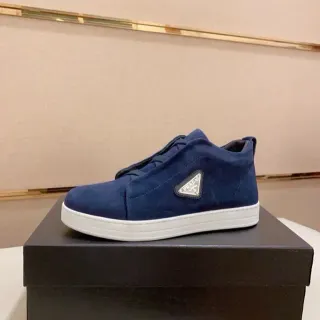 Prada Cloudbust Navy White Suede Upper Slip-On Construction Lifestyle Sneakers
