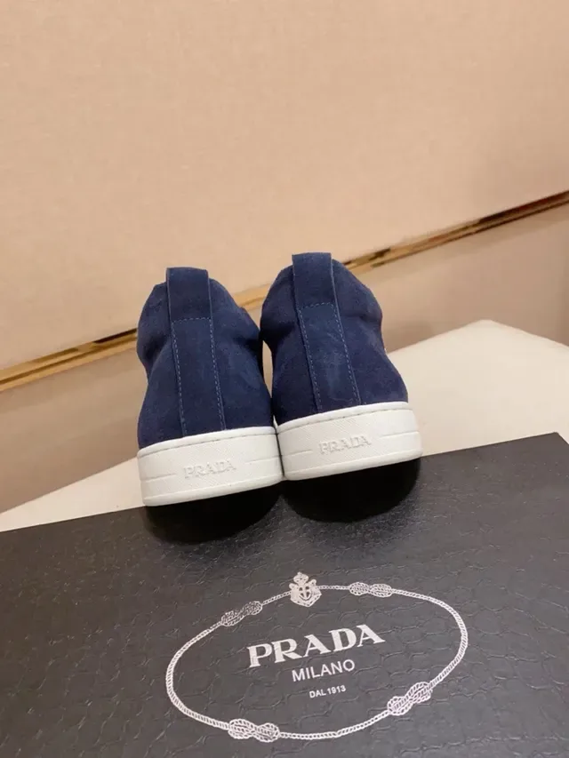 Prada Cloudbust Navy White Suede Upper Slip-On Construction Lifestyle Sneakers 3
