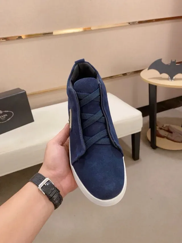 Prada Cloudbust Navy White Suede Upper Slip-On Construction Lifestyle Sneakers 5