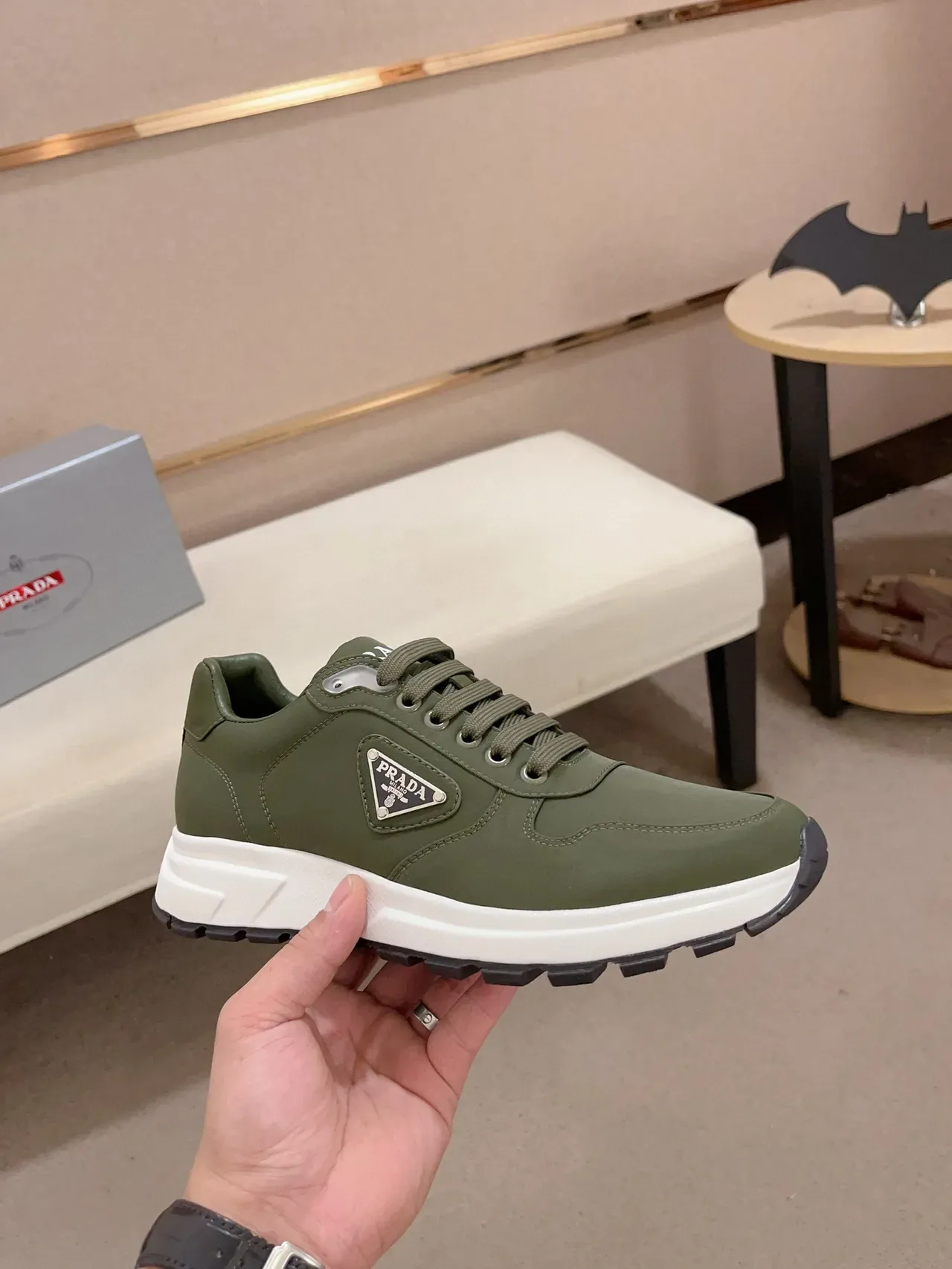 Prada Cloudbust Olive Nylon Chunky Sneakers 4
