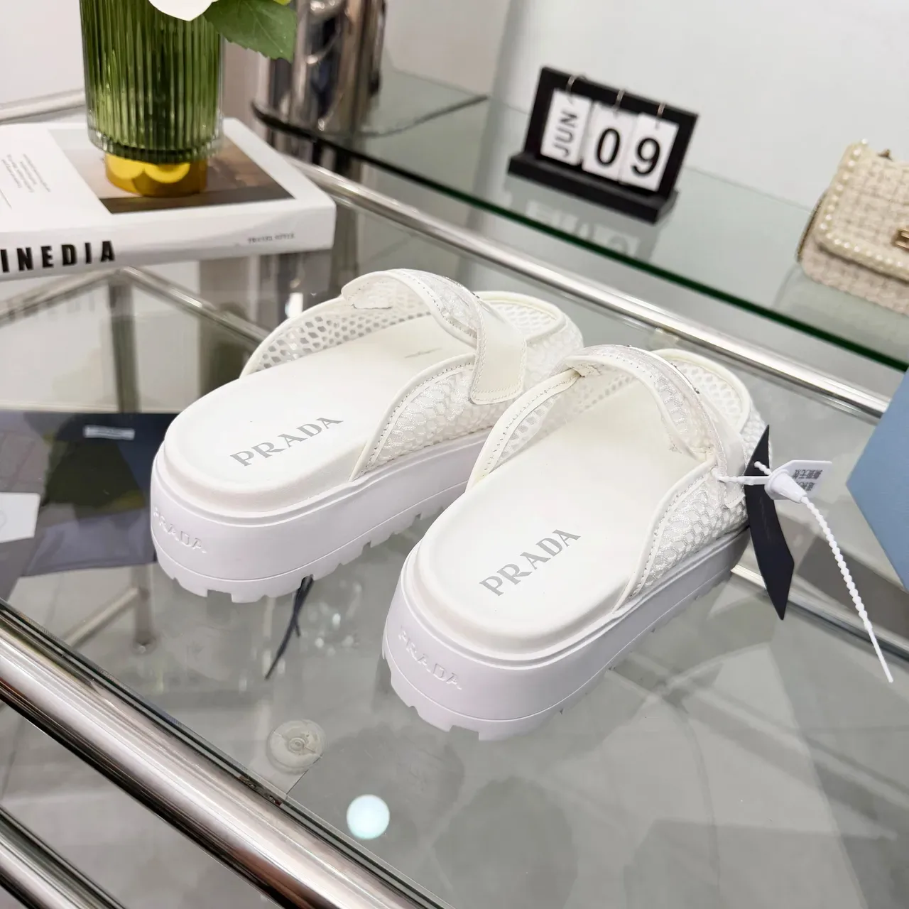 Prada Cloudbust White Beige Platform Sole Mesh Upper Loafer 3