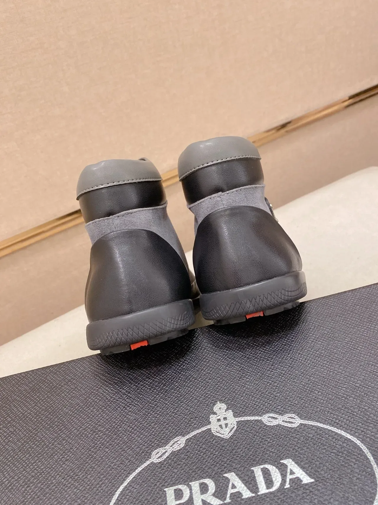Prada High-Top Two-Tone Gray Suede and Leather Lifestyle Sneakers 3