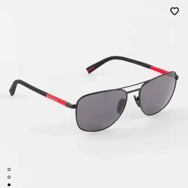 Prada Linea Rossa Óculos de Sol Preto Vermelho Aviador Silhueta Armação de Metal Fino 9