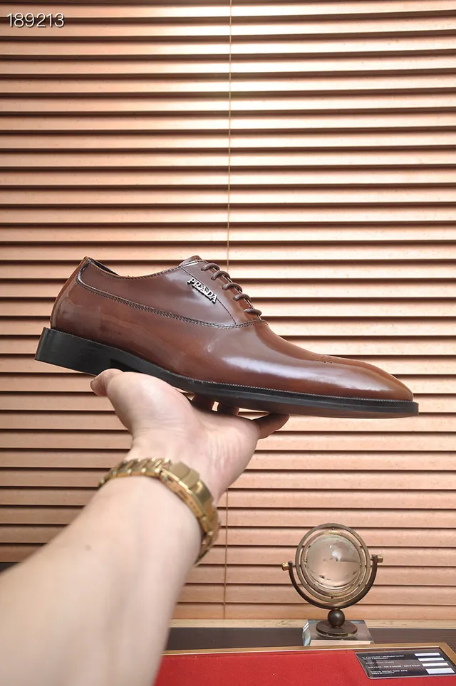 Prada Chaussures Oxford Marron Poli Brogue Cap-Toe 7