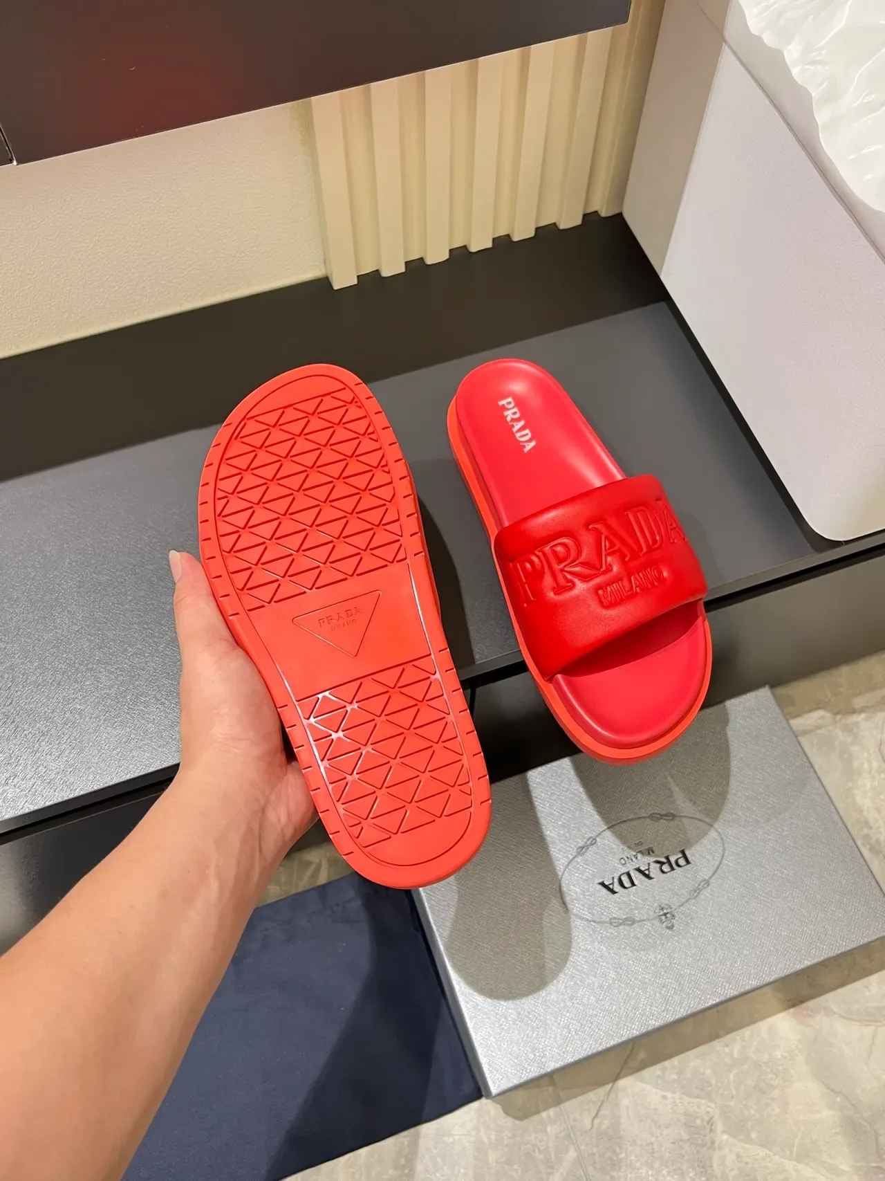 Prada Slide Embossed Logo Rubber Slippers 2