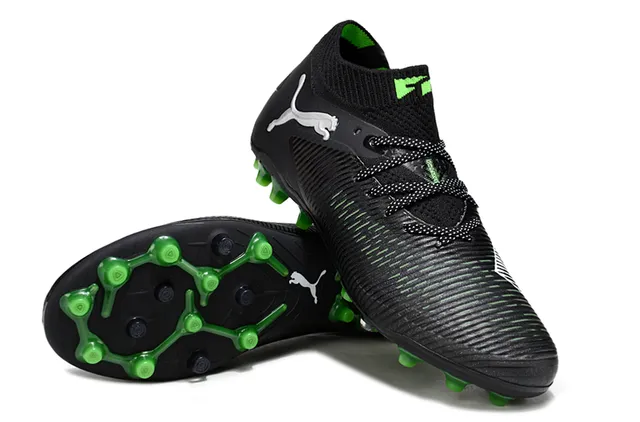 Puma Future Z Negro Verde Cuello de Calcetín Tejido Ribeteado Superior Sintético Firm-Ground Zapatos de Fútbol 4
