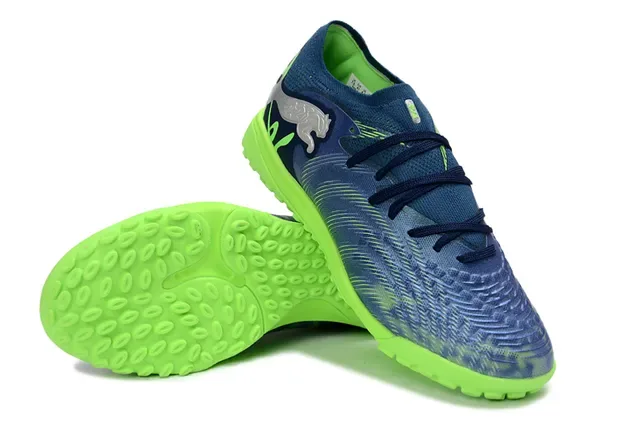 Puma Future Z Vert Marine Tissu Supérieur Lacets Asymétriques Chaussures de Football Turf 4