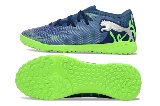 Puma Future Z Vert Marine Tissu Supérieur Lacets Asymétriques Chaussures de Football Turf 6
