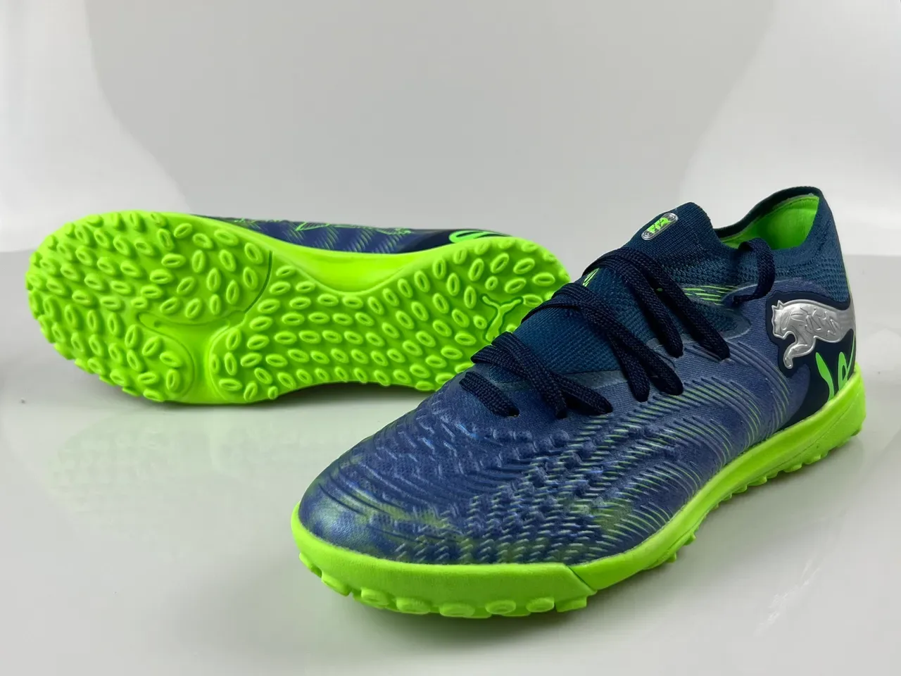 Puma Future Z Vert Marine Tissu Supérieur Lacets Asymétriques Chaussures de Football Turf 8
