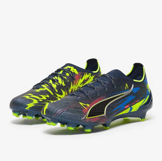 Puma Future Z Navy Yellow অ্যাসিমেট্রিকাল লেসিং টেক্সচার্ড নিট আপার ফার্ম-গ্রাউন্ড সকার শোজ 2