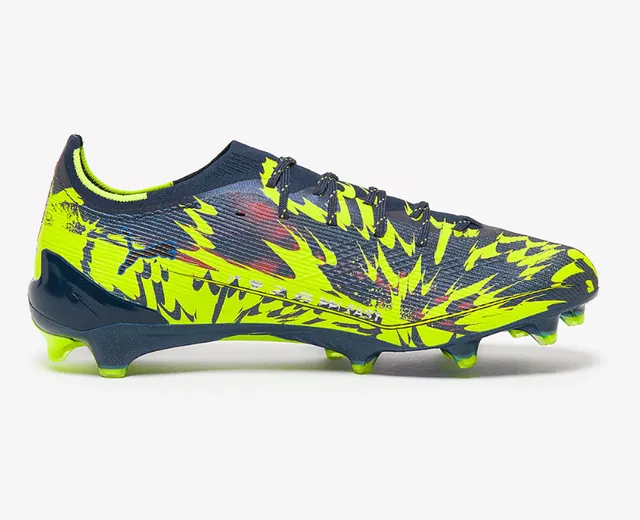 Puma Future Z Navy Yellow অ্যাসিমেট্রিকাল লেসিং টেক্সচার্ড নিট আপার ফার্ম-গ্রাউন্ড সকার শোজ 5
