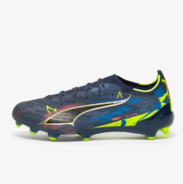 Puma Future Z Navy Yellow অ্যাসিমেট্রিকাল লেসিং টেক্সচার্ড নিট আপার ফার্ম-গ্রাউন্ড সকার শোজ 6