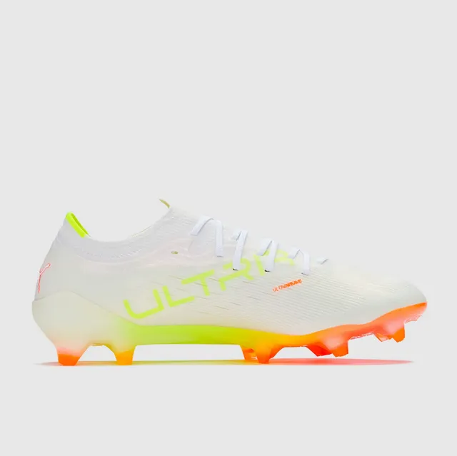 Puma Nitro Blanc Orange Coupe Basse Upper Tricot Dégradé Semelle Translucide Firm-Ground Chaussures de Football 5