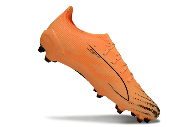 Puma Ultra Orange Black Low-Cut Lace-Up Ribbed Synthetic Upper Firm-Ground Soccer Shoes 2