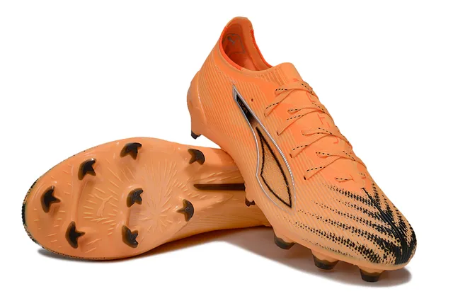 Puma Ultra Orange Black Low-Cut Lace-Up Ribbed Synthetic Upper Firm-Ground Soccer Shoes 4