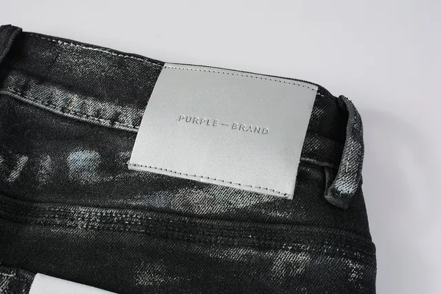 Purple Brand بناطيل جينز متشققة غسل حمضي ضيقة 4