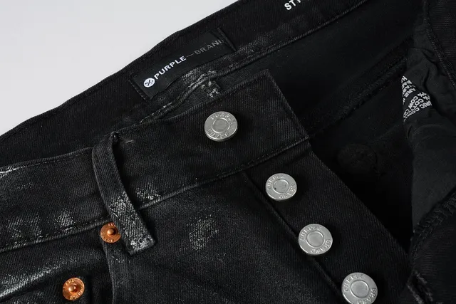 Purple Brand بناطيل جينز متشققة غسل حمضي ضيقة 9