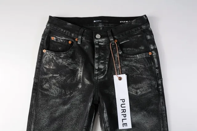 Purple Brand بناطيل جينز متشققة غسل حمضي ضيقة 13