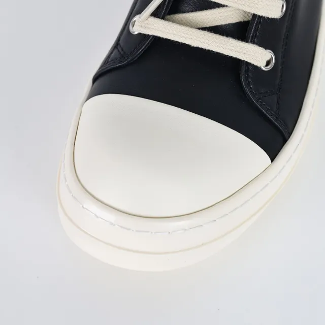 Rick Owens Sneakers lifestyle de couro preto bege de cano alto 5