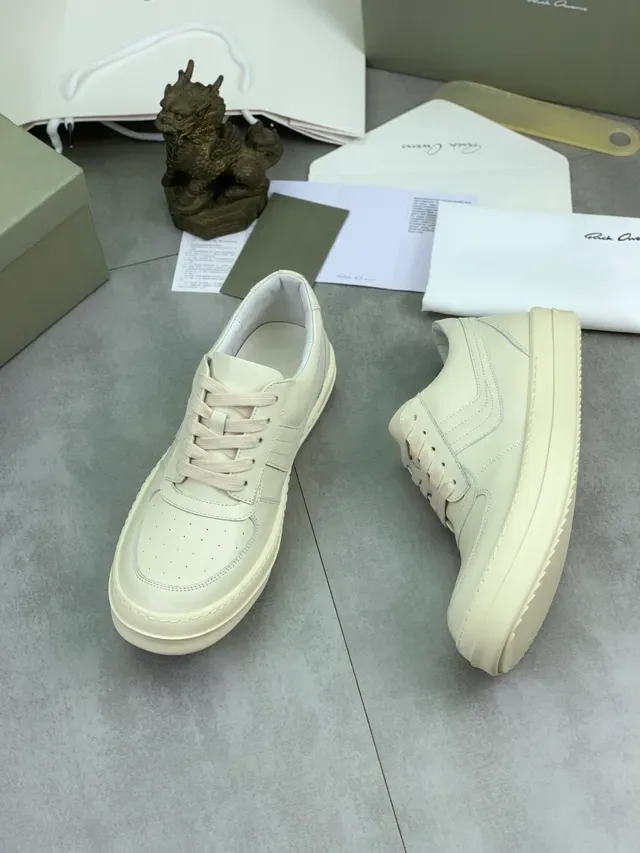 Rick Owens Geobasket सफेद चमड़े की लाइफस्टाइल स्नीकर 5