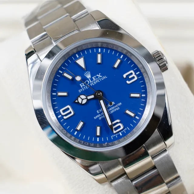 Rolex Oyster Perpetual esfera azul acero inoxidable reloj mecánico 6