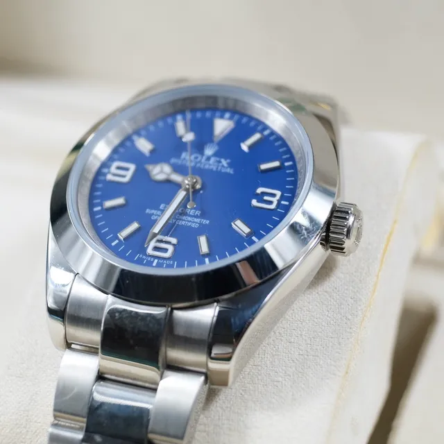 Rolex Oyster Perpetual esfera azul acero inoxidable reloj mecánico 8