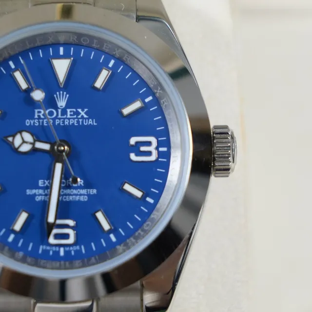 Rolex Oyster Perpetual esfera azul acero inoxidable reloj mecánico 9
