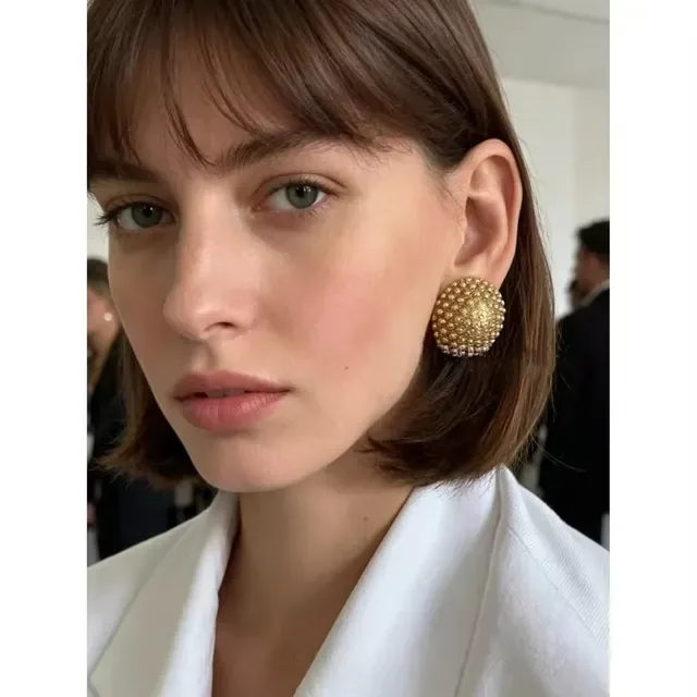 Saint Laurent बीडेड डोम स्टड ईयररिंग्स 2