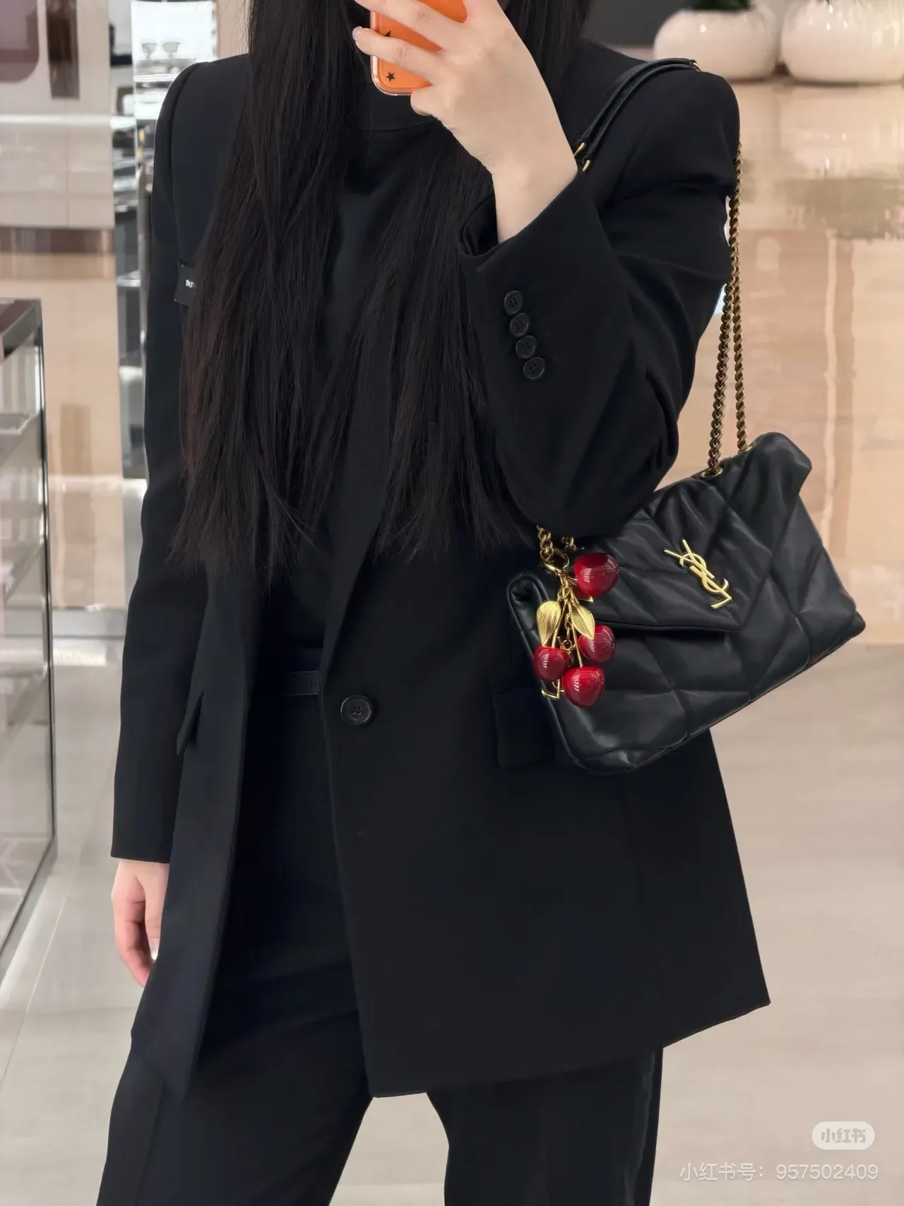 Saint Laurent Cherry Cluster Gold-Tone Resin Brooch 3